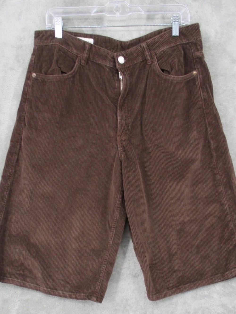 Zara Brown Corduroy Long Skater Shorts